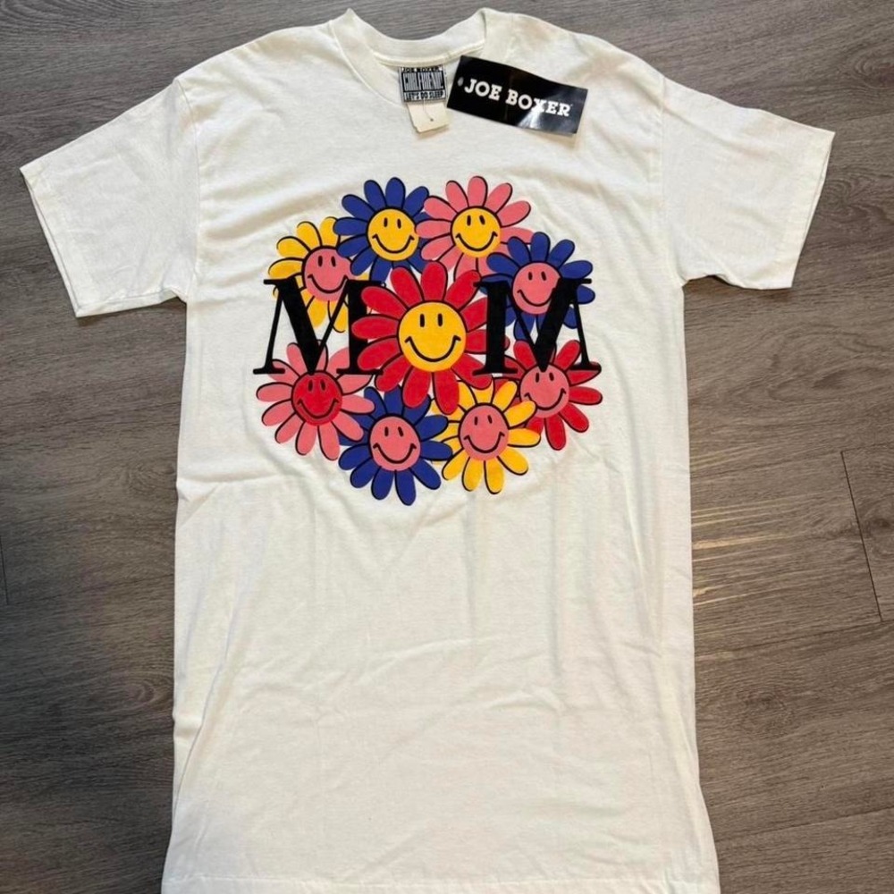 Vintage Y2K Joe Boxer Girlfriend MOM Smiley Daisy T-Shirt NWT New In Package